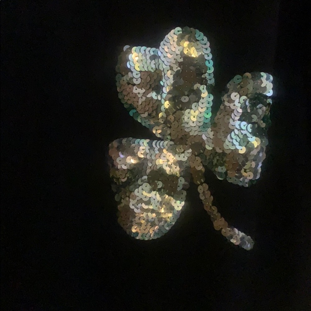 QF black sweater w/ sequin shamrock long sleeve 1X